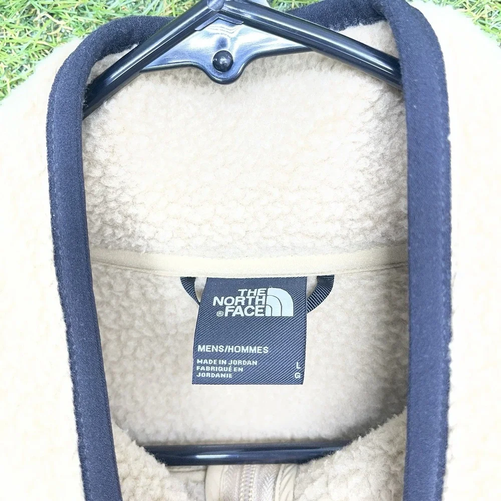 The North Face Jacket Mens Large Peak Sherpa Full Zip Winter Coat Black Tan Hike